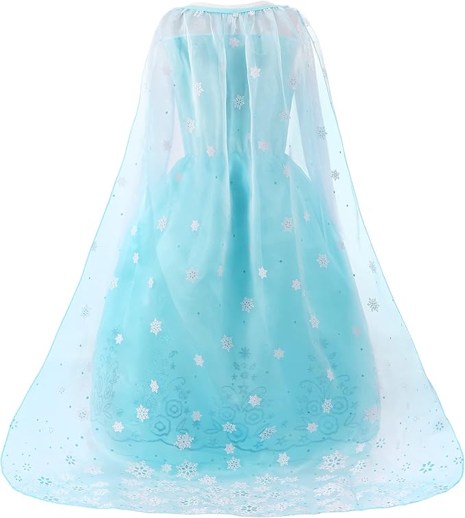 ReliBeauty Girls Sequin Princess Costume Long Sleeve Dress up, Light Blue(with Accessories), 5