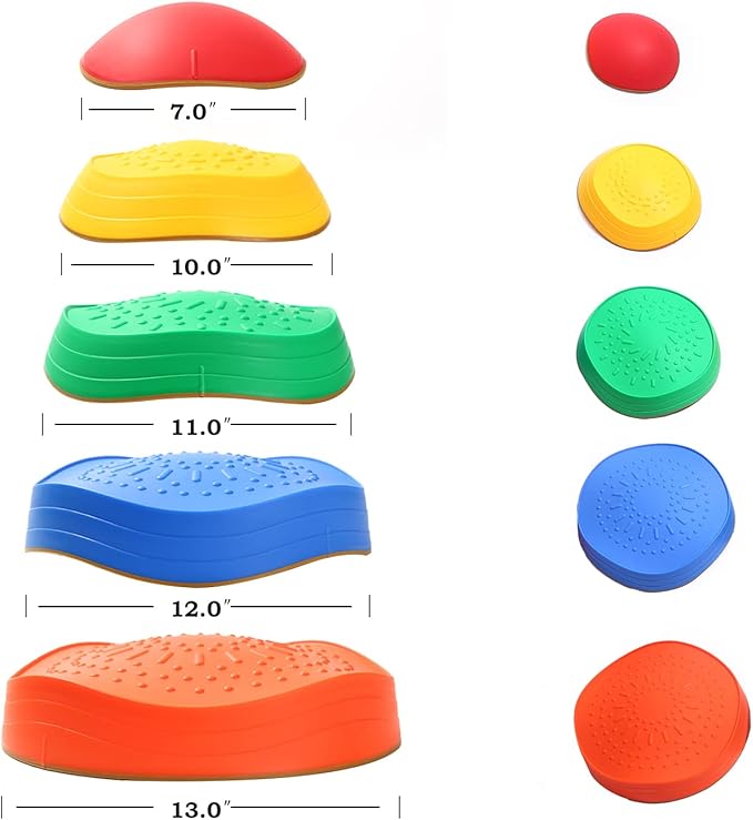 makarci Stepping Stones for Kids, 5pcs Non-Slip Plastic Balance Stones, Promoting Children's Coordination Skills Sensory Play Equipment, Toddler Toys for Age 3 4 5 6 7 8 Years