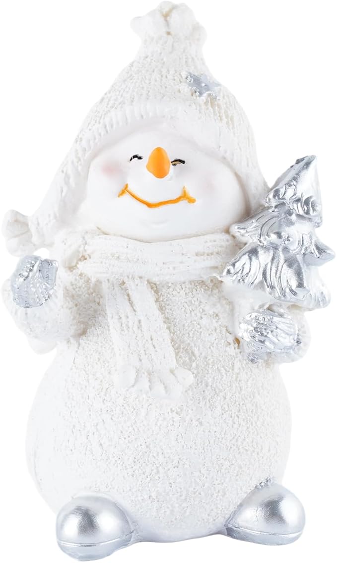 Resin Snowman Christmas Decorative Statues, Ideal for Outdoor Patio Lawn & Indoor Holiday Home Decoration, for Parents and Friends