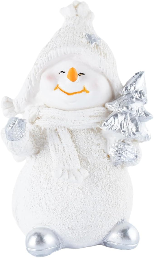 Resin Snowman Christmas Decorative Statues, Ideal for Outdoor Patio Lawn & Indoor Holiday Home Decoration, for Parents and Friends