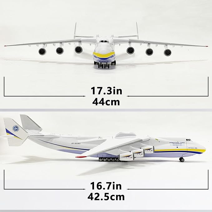 1:200 Scale AN225 Model Airplane，Openable Cabin, 17-inch Length, Resin Aircraft Model Toy for Gifts and Collections (an225-1)