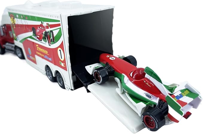 Portable Mini Toy Car and Truck Set 1:55 Diecast Model Metal Body Racers for Preschool Kids Ages 3+ Years (F1-White)