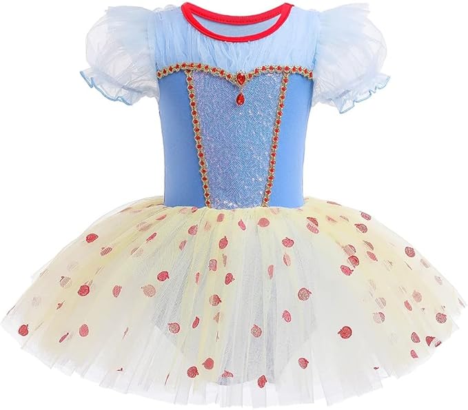 DYMCII Baby Girls Princess Ballet Dress Short Sleeve Leotards Skirted Tutu Dancewear Halloween Christmas Party Fancy Costume