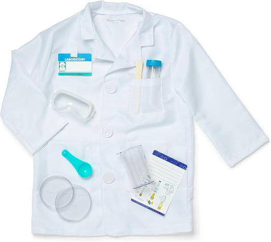 Melissa & Doug Scientist Role Play Costume Set (X pcs) - Lab Coat, Goggles, 6 Experiments