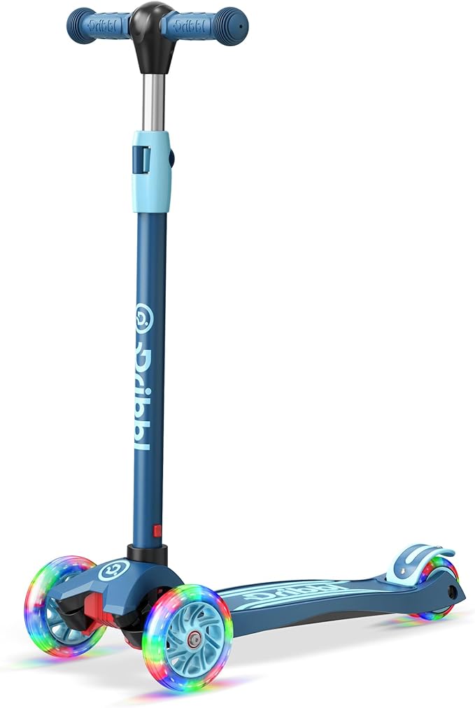 3-Wheel Kids Scooter - Lean-to-Steer Technology, Adjustable Height Handlebar, Wide Anti-Slip Deck, Scooter for Boys & Girls Ages 3+, Child Safety Approved, Support Riders Up to 165 lbs, Blue
