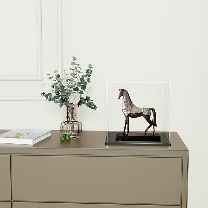 Acrylic Display Case, Clear Acrylic Box with Matt Base and Lid for Display, Large Display Case for Action Figures Home Storage and Organizing Toys (12x12x12 inch)