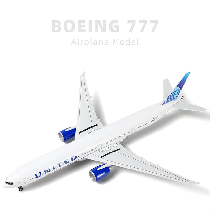 1/150 Boeing 777-300ER United 18.5 inchs Large Model Diecast Airplane Model Kits with Stand Airlines Models Display Collectible for Aviation Enthusiast Gift