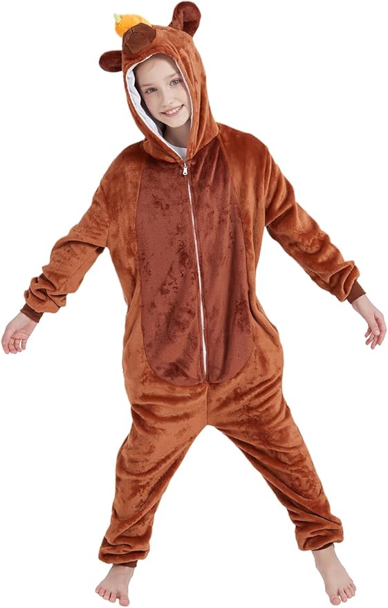 ABENCA Kids Onesie Animal Girls Costume One Piece Pajamas Sleepwear Cosplay Halloween Christmas