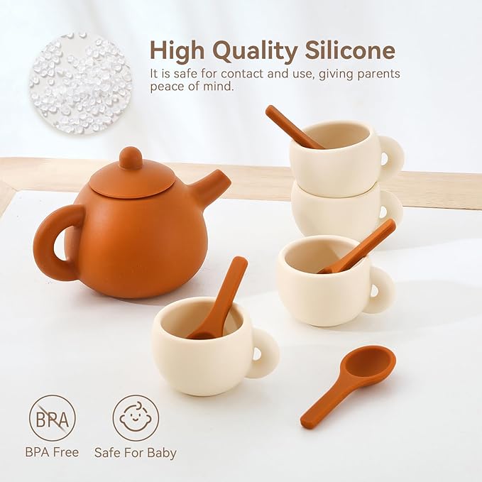 Tea Party Set for Toddlers 2 3, BPA Free Dishwasher-Safe Tea Set, Toddler Tea Set Kitchen Accessories Pretend Play for 3+ Year Boys Girls Birthday Gifts