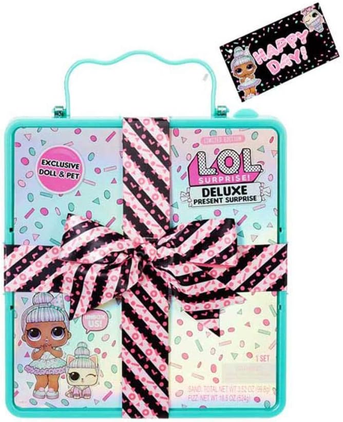 LOL Surprise Deluxe Present with Limited Edition Doll, and Pet, Teal - Adorable Fashion Doll and Colorful Accessories in Giftable Packaging - Birthday Present for Girls Age 4-15 Years