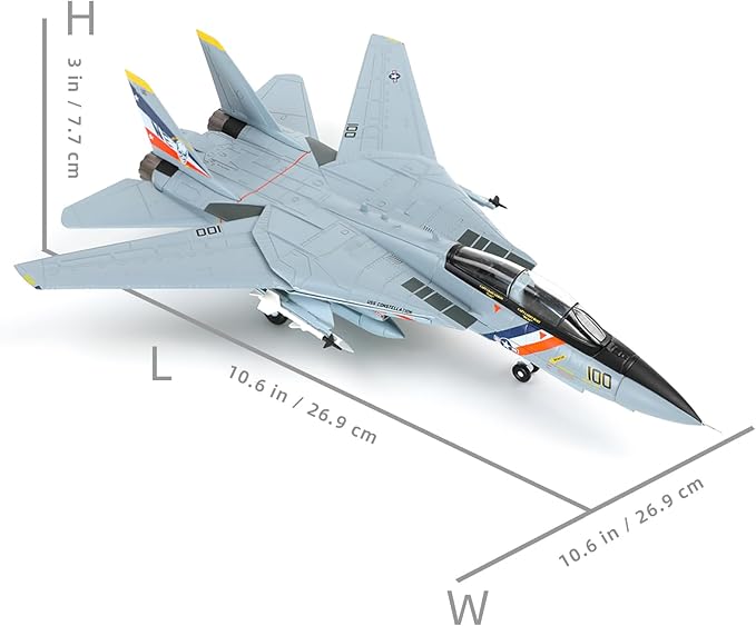 F-14A Tomcat 1/72 Metal Airplane Model Kits with Stand VF-2 Bounty Hunters DieCast Alloy Fighter Model Jet Replica Pre-Build Military Aircraft Collection for Display or Gift