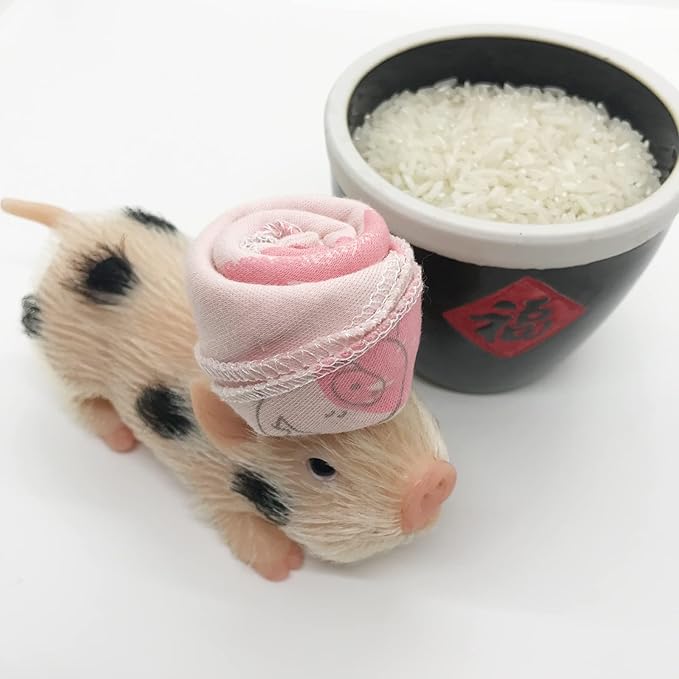 5 Inches Silicone Piglet with Accessories, Soft Mini Realistic Silicone Animals for Kids Christmast Gift（Christmas Ella）