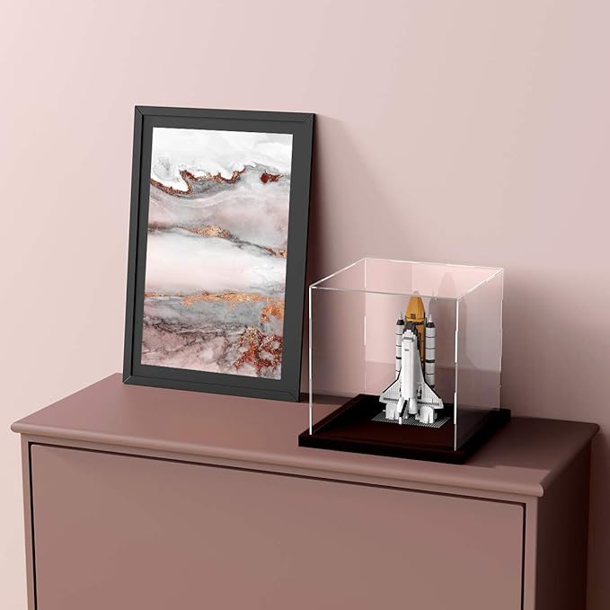 Acrylic Display Case with Lid, 14.5 Inch Acrylic Box with Black Velvet Disaply Stand, Clear Display Case for Collectibles, Action Figures (Outer Size 14.5x11x11 inch)