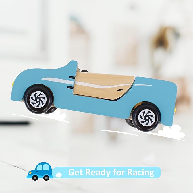 PairPear Wooden Family Car for Dolls,Wooden Toys Dollhouese Furniture Accessories Playset,Kids Pretend Preschool Play Vehicle Toys Gift for Toddler 3 Years and Up