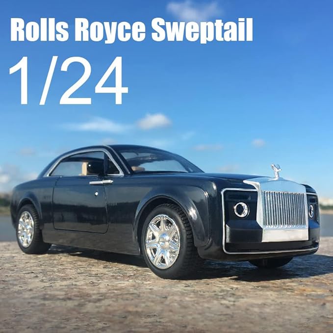 1/24 Rolls-Royce Sweptail Toy Car Alloy Diecast Collectible Model Car for Kids Gift, Pull Back Toy Car with Sound and Light, Classic Double Door, Car Logo Can be Folded