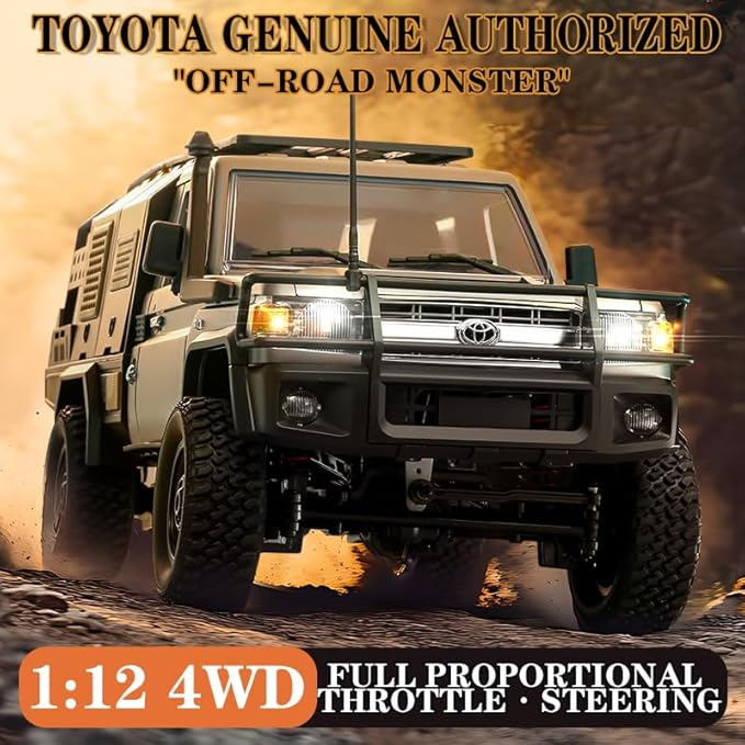 MN82S RC Rock Crawler, 2.4Ghz Toyota Remote Control Truck, 4WD 2 Speeds Switch RC Crawler Off-Road Pick-up with 2 Upgraded 1200mah Battery, 1/12 Scale Trucks (with Gift)
