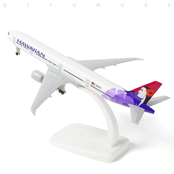 777 Hawaiian 1/300 Diecast Metal Airplane Model with Stand -777 Airplane Model for Adult with Stand (8.3 inches Long) Aviation Enthusiasts Gifts, Desktop Display Decorations