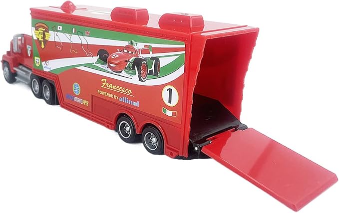 Portable Mini Toy Car and Truck Set 1:55 Diecast Model Metal Body Racers for Preschool Kids Ages 3+ Years (F1-Red)