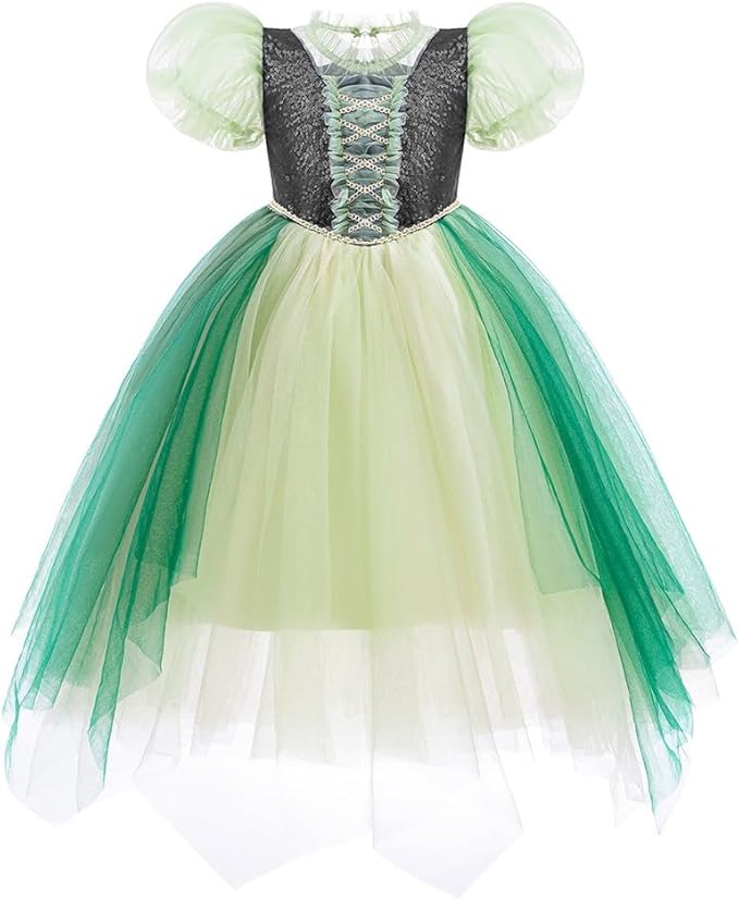REXREII Girls Anna Princess Costume Frozen Elsa Snow Queen Dress Halloween Cosplay Xmas Birthday Party Gown (w/Accessories)