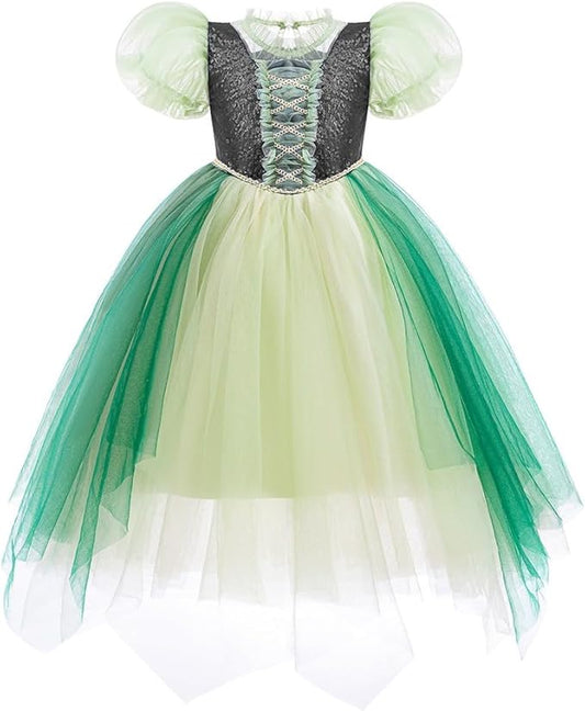 REXREII Girls Anna Princess Costume Frozen Elsa Snow Queen Dress Halloween Cosplay Xmas Birthday Party Gown (w/Accessories)