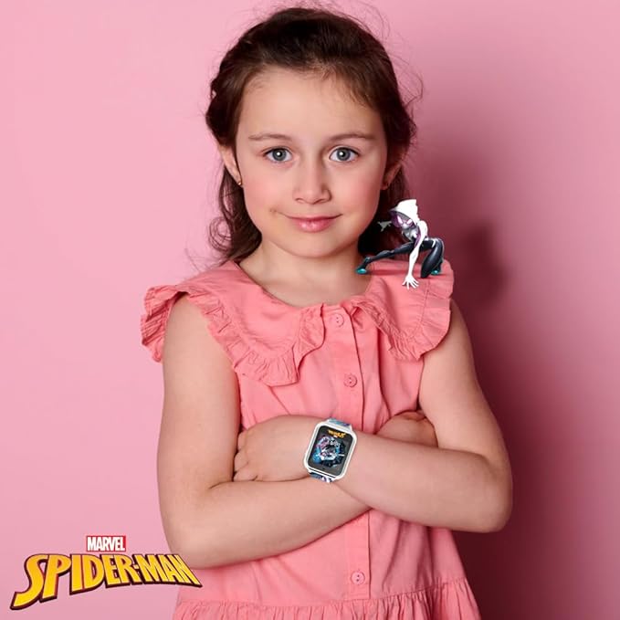 Accutime Spiderman Ghost Spider Educational Learning Touchscreen Kids Smartwatch - Multicolor Strap- Toy - Girls, Boys, Toddlers - Selfie Cam, Games, Alarm, Calculator, Pedometer (Model: SPD4935AZ)