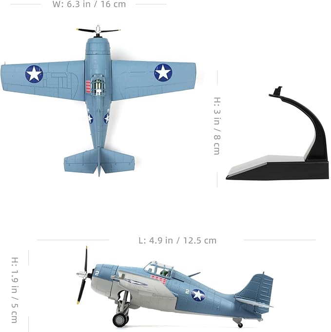 1/72 F4F Wild Cat USA Fighter Model World War II Vintage Warplane Metal Diecast Aircraft Military Display Airplane for Display Collection or Gift