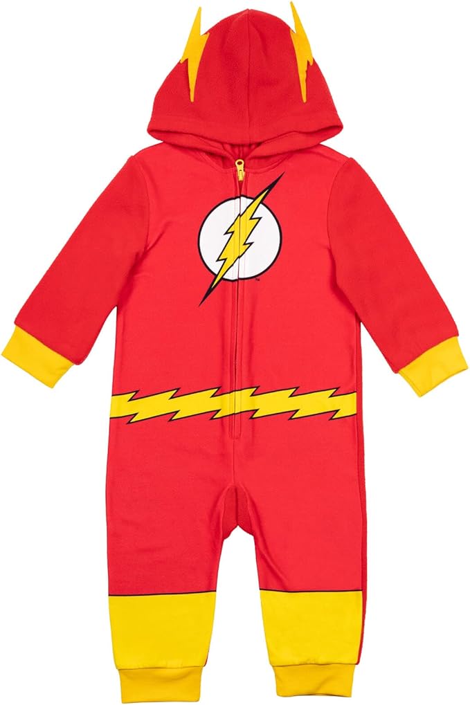 DC Comics Justice League Superman Batman Flash Zip Up Pajama Cosplay Coverall Toddler to Big Kid