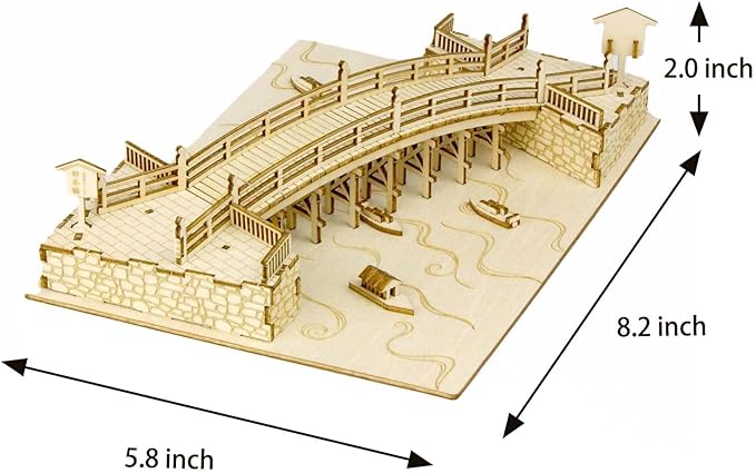 Nihonbashi Wooden Architecture 3D Puzzle - Fun DIY Wood Craft Kits
