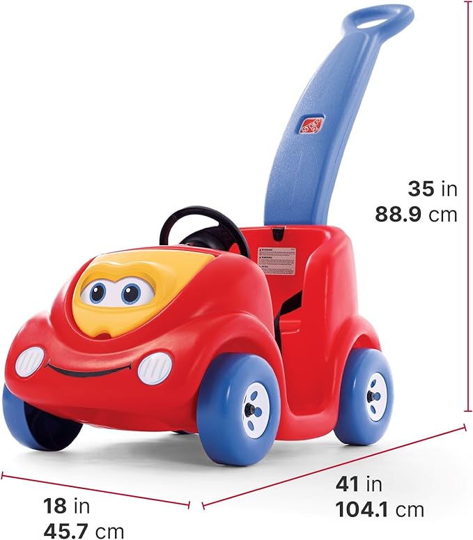 Step2 Push Around Buggy Kids Push Car, Ride On Toy, Stroller Substitute, Includes Seat Belt & Horn, Made of Durable Plastic, Max Weight 50 lbs., For Toddlers 1.5-4 Years Old, Red
