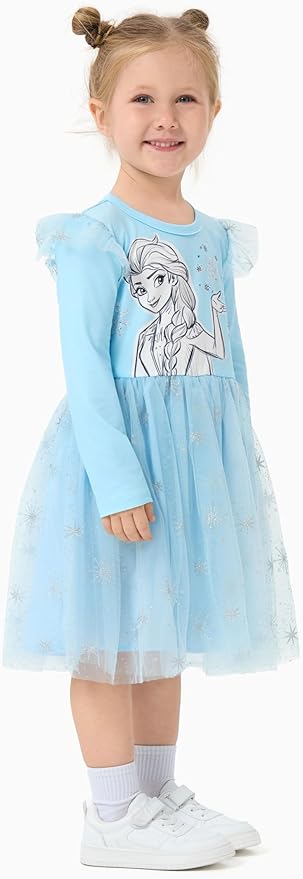 Disney Princess Frozen Minnie Mouse Dress Girls Sparkle Ruffle Tulle Tutu Birthday Party Fall Outfits Clothes Baby to Toddler