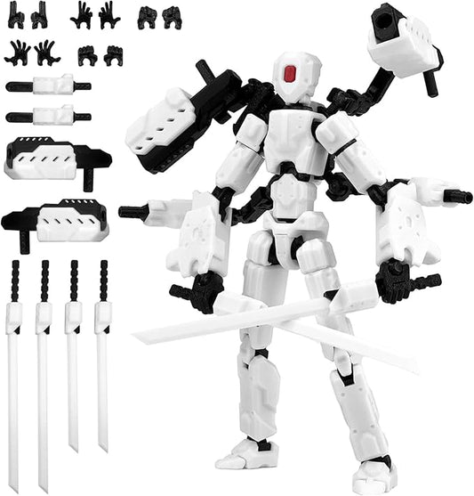 8 inch T13 (Assembly Completed) Action Figure Set,T 13 Multi-Articular Mobile Robot Nova T-13,Desktop Decorations for Game Lovers Toys (White)