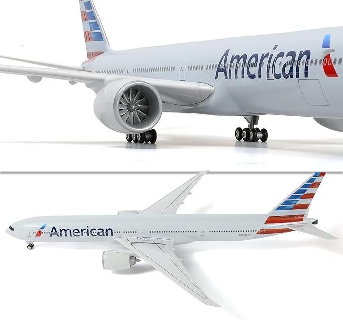 1/150 Boeing 777-300ER AA Airlines 18.5 inchs Large Model Diecast Airplane Model Kits with Stand Airlines Models Display Collectible for Aviation Enthusiast Gift