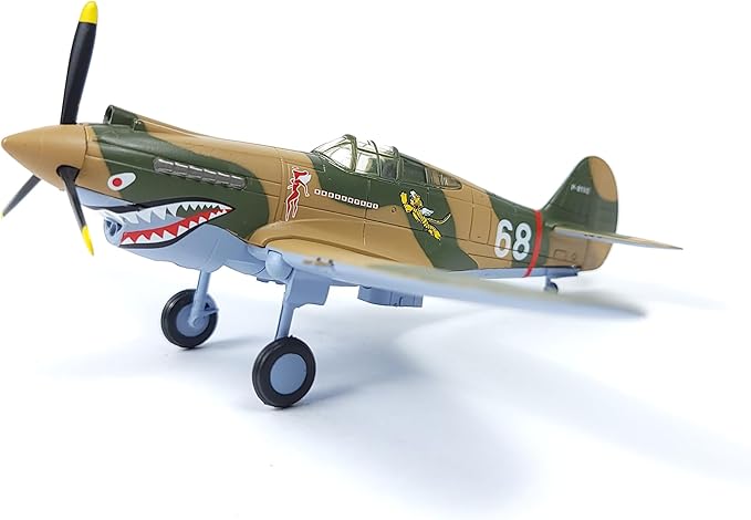 1/72 P-40C War Hawk Flying Tigers Fighter Model World War II Vintage Warplane Metal Diecast Aircraft Military Display Airplane for Display Collection or Gift, Yellow
