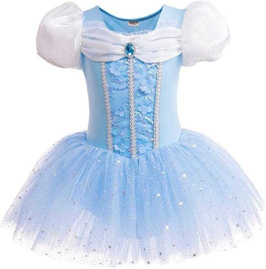 DYMCII Baby Girls Princess Ballet Dress Short Sleeve Leotards Skirted Tutu Dancewear Halloween Christmas Party Fancy Costume