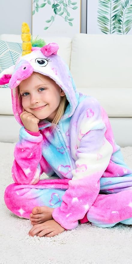 Kids Unicorn Onesie Pajamas One-Piece Cosplay Costume Animal Sleepwear Girls And Boys