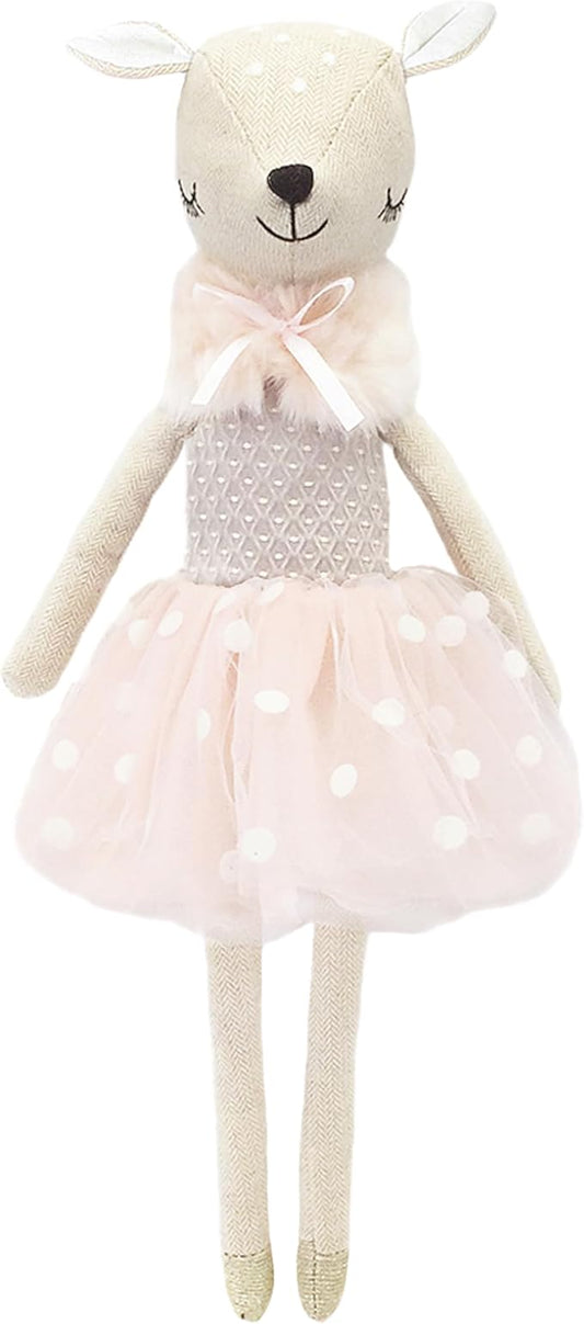 MON AMI Doe Ballerina Stuffed Doll – 17”, Designer Dress & Shawl, Plush Ballerina Doll for Girls, Use as Toy or Room Decor