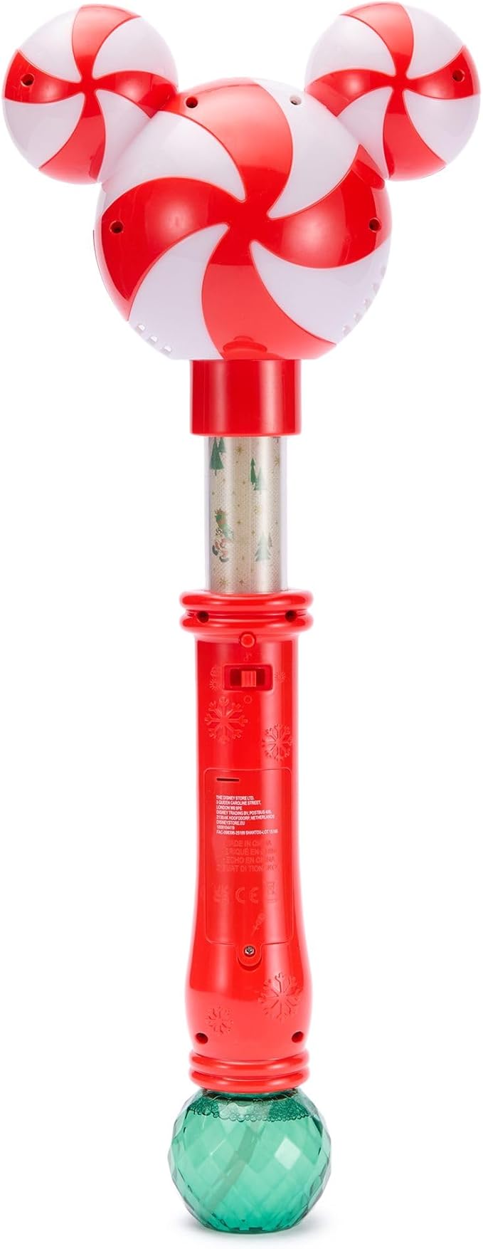 Disney Store Official Mickey Mouse Icon Peppermint Swirl Holiday Scented Light-Up Bubble Wand - Perfect for Kids & Fans, Authentic Design, Ideal for Outdoor Play & Parties, Durable & Safe for All Ages