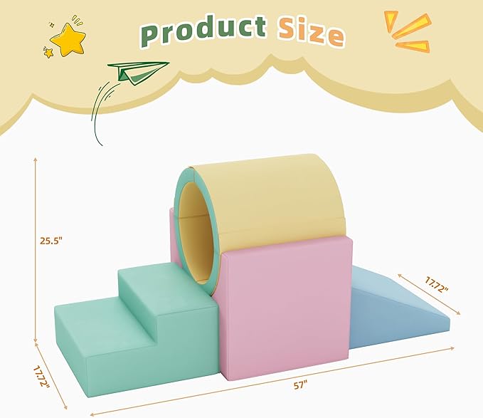 Betterhood Climbing Blocks - Kids Soft Foam Activity Playset - Toddler Couch Climber Gymnastics Equipment for Crawling and Sliding at Home, Preschool, Pink