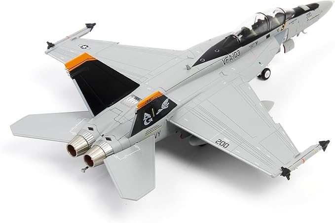 F/A-18F Super Hornet 1/72 Metal Airplane Model Kits with Display Base VFA-103 Jolly Rogers Diecast Alloy Fighter Replica Prebuild Military Aircraft for Collection or Gift