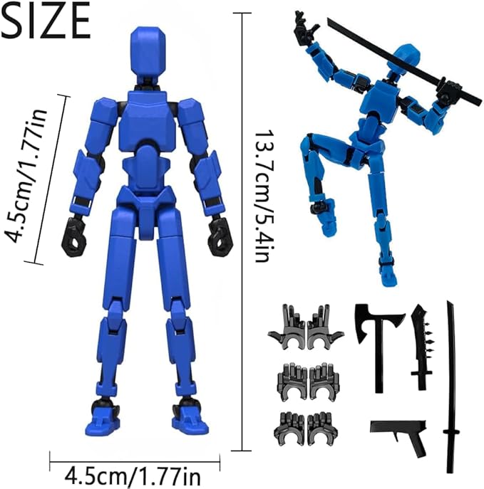 (Assembly Completed) 2025 New Titan 13 Action Figure Set,Lucky Robot 13 Action Figures,Multi-Jointed Movable Action Figure,Nova 13 Figure for Collectors Desktop Decorations (e- Blue)