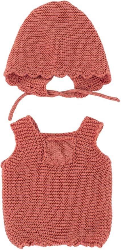 Miniland Clothes for Dolls 12 5/8'' Knitted Outfit Rompers & Hood - ECO, Made in Spain, Quality, Role Play, Educational