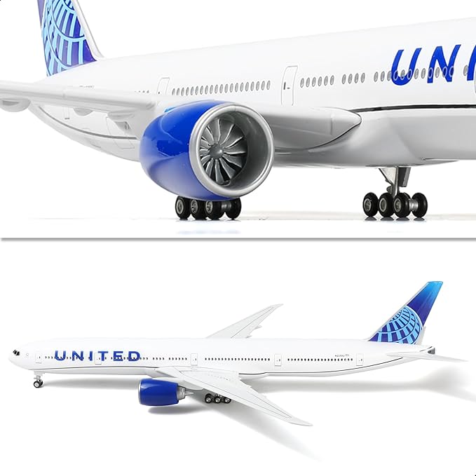 1/150 Boeing 777-300ER United 18.5 inchs Large Model Diecast Airplane Model Kits with Stand Airlines Models Display Collectible for Aviation Enthusiast Gift