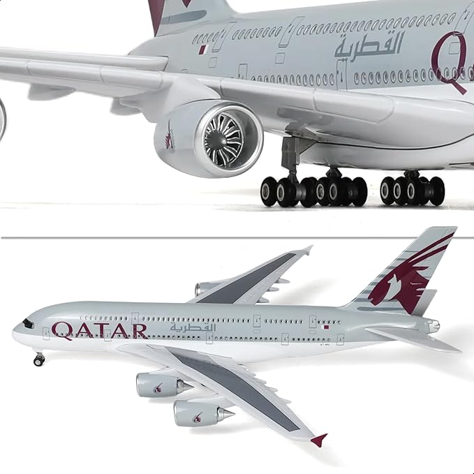 1/200 Qatar A380 Model Plane Diecast Airbus A380 Model Airplane with Stand (14 in-L) Pre-Built Model kit for Adult -Aviation Creative Gifts, Tabletop Collection Display