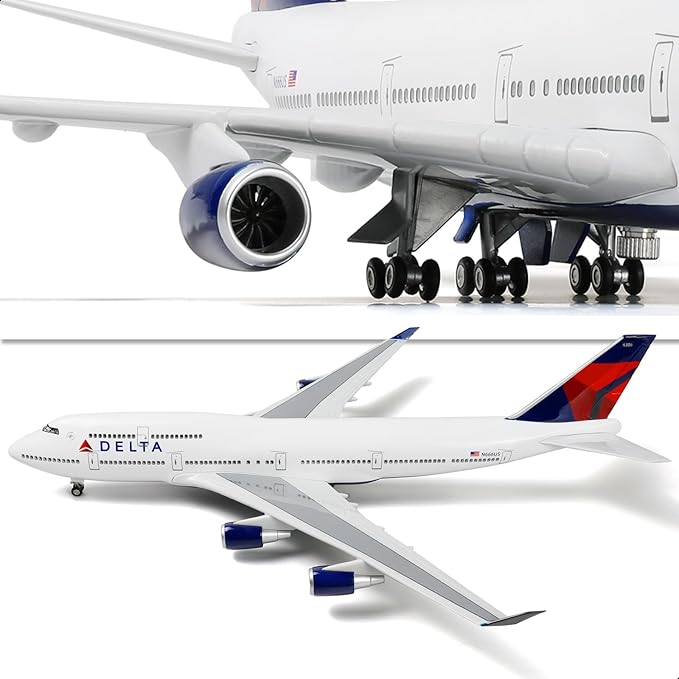 747 1/160 Large Scale Airplane Model -17 inches (Long) for Boeing 747 Prebuilt Airplane Model for Adult Plane 747 with Stand for Aviation Enthusiasts Gifts or Display Decorations