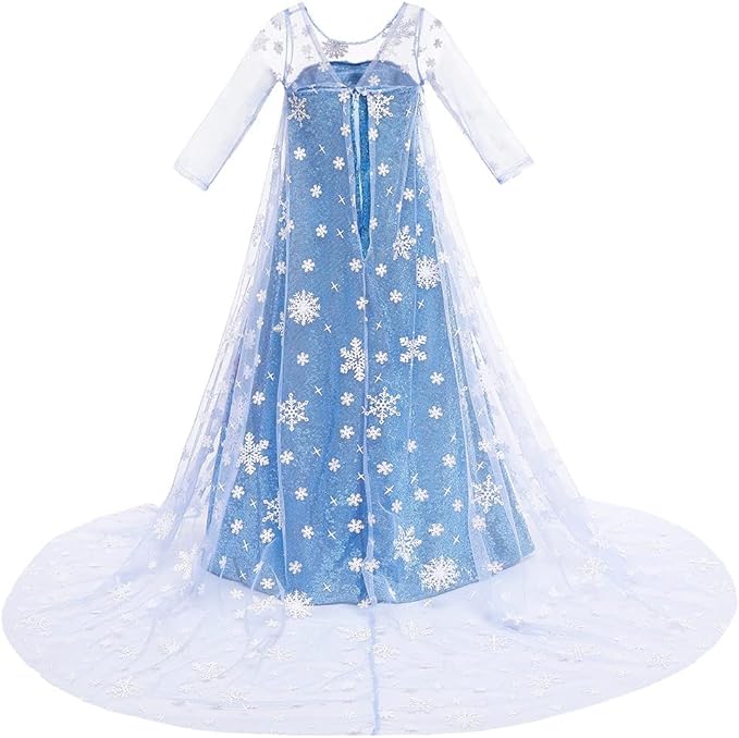 REXREII Princess Dress for Girls Halloween Party Cosplay Dress Up Frozen Elsa Snow Queen Costume Christmas Birthday Gown
