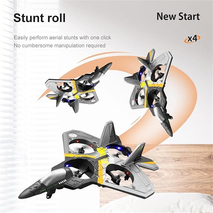 2025 V17 Jet Fighter Stunt RC Airplane -【New Version】RC Plane, 2.4GHz Remote Control Airplane, 360° Stunt Spin Remote & Light RC Airplane, Drop-Resistant Fighter Glider Airplane Hobby Toy (Blue)