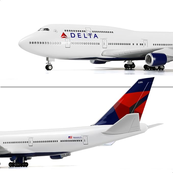 747 1/160 Large Scale Airplane Model -17 inches (Long) for Boeing 747 Prebuilt Airplane Model for Adult Plane 747 with Stand for Aviation Enthusiasts Gifts or Display Decorations