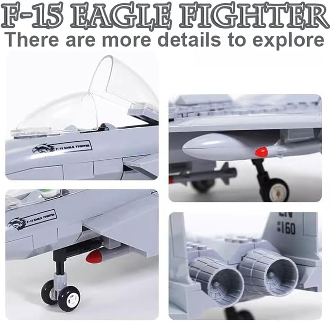 Eagle Fighter Falcon Army Airplane Building Bricks Set,Military Fighter Air Force Building Block Set,WW2 Military Airplanes Model,Aircraft Plane Toy Gifts for Kids and Adults,223PCS