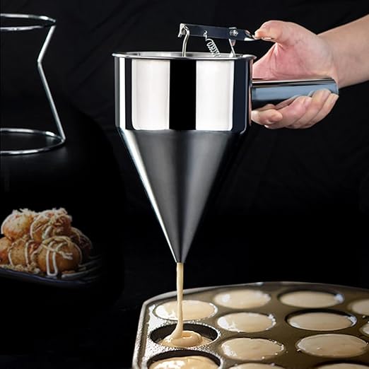 Multi-Caliber Pancake Batter Dispenser, Stainless Steel Funnel Cake Dispenser, Piston Funnel Cake Maker for Pancakes, Cupcakes,Crepes,Muffin,Waffles, Chocolate Balls (600)