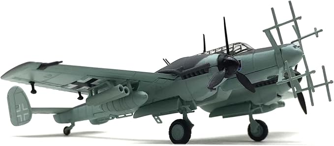 BF-110 G4 Jagdbomber 1/100 Metal Airplane Model Kit with Stand WWII Deutsche Diecast Alloy Fighter Model Vintage Combat Plane Prebuild Military Aircraft Collection for Display or Gift